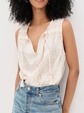 NWT FAHERTY BRAND
Skylar Tassel Tie Keyhole Top Sz L